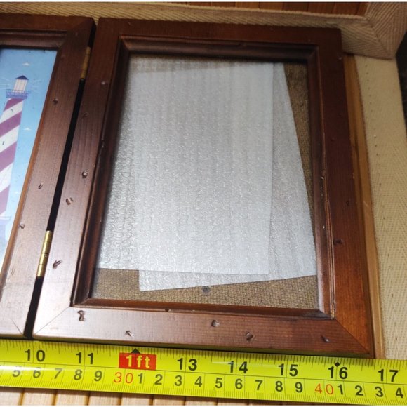 Warren Kimble Saltbox House Tri-fold Picture Frame Fetco 5x7 Photo Wood Folkart - Picture 7 of 8